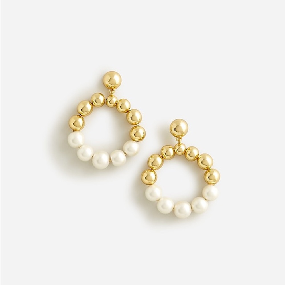 JCREW Gold and Pearl Beaded Earrings